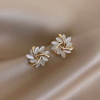 Opal Earrings in Gold and White
