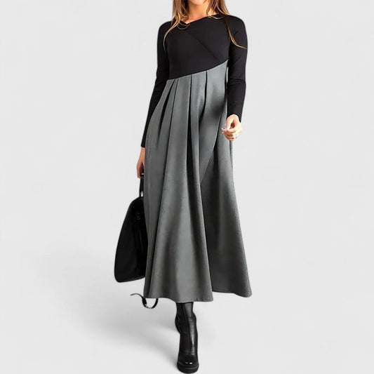 Ivana | Pleated Contrast Maxi Dress