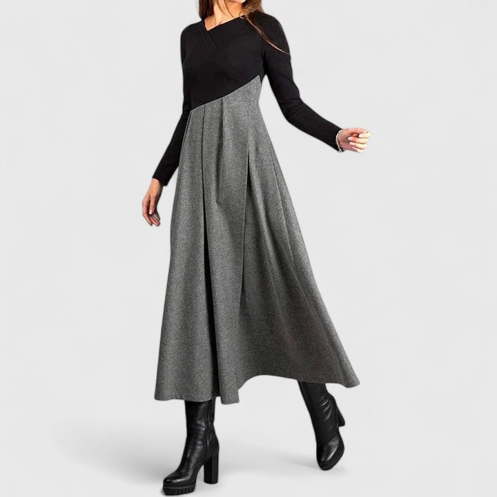 Ivana | Pleated Contrast Maxi Dress