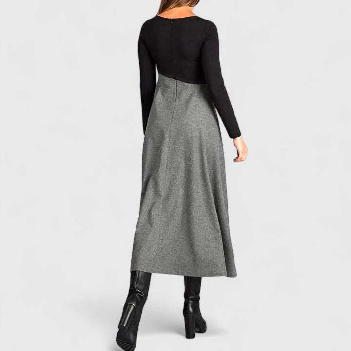Ivana | Pleated Contrast Maxi Dress