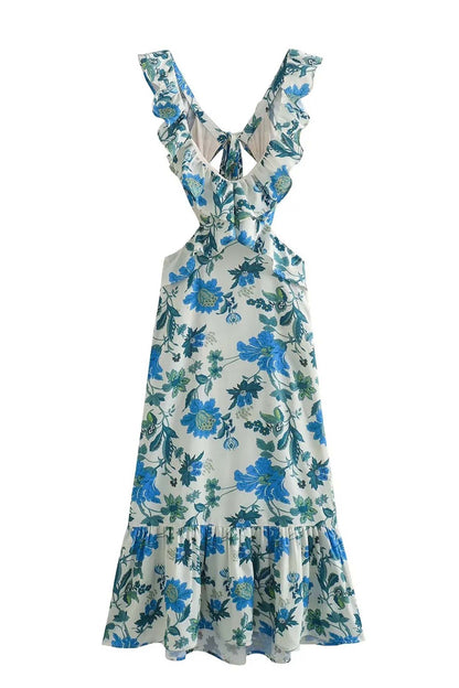 Caroline | Women Summer Sleeveless Maxi Dress with Ruffle Straps