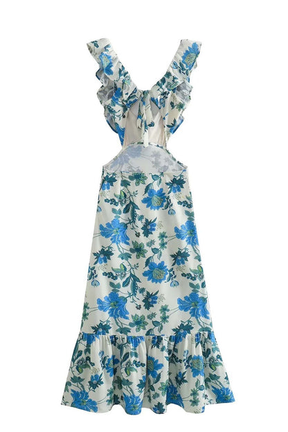 Caroline | Women Summer Sleeveless Maxi Dress with Ruffle Straps