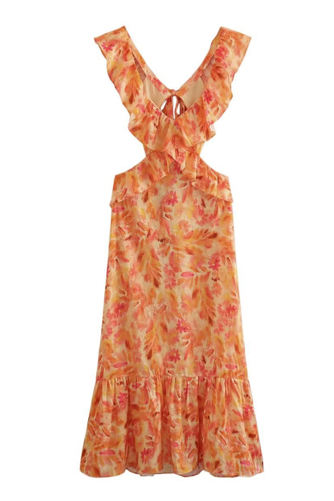 Caroline | Women Summer Sleeveless Maxi Dress with Ruffle Straps