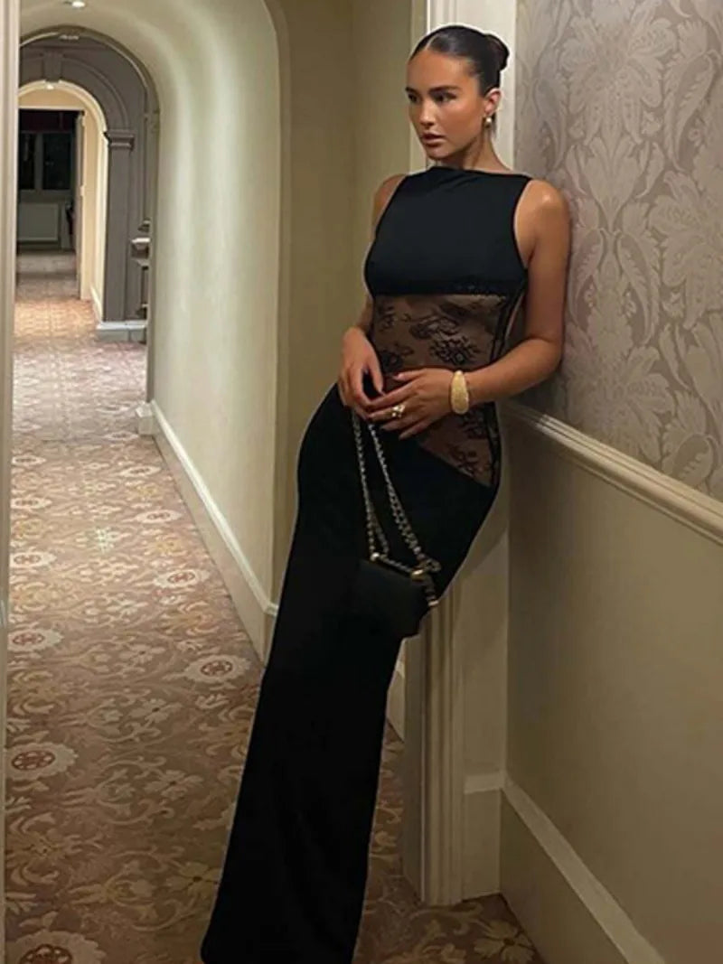 VESTIDO MAXI DE ENCAJE VALERIA