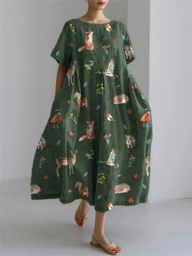 LEERA – VESTIDO LARGO CON ESTAMPADO