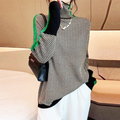 Carol | Contrast Stripe Turtleneck Sweater