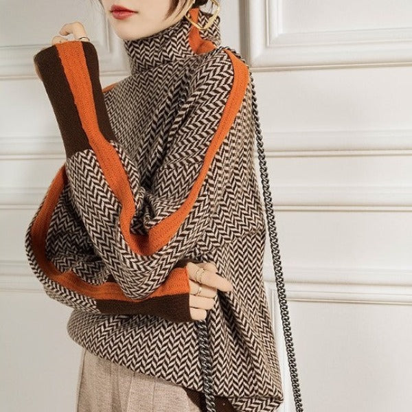 Carol | Contrast Stripe Turtleneck Sweater
