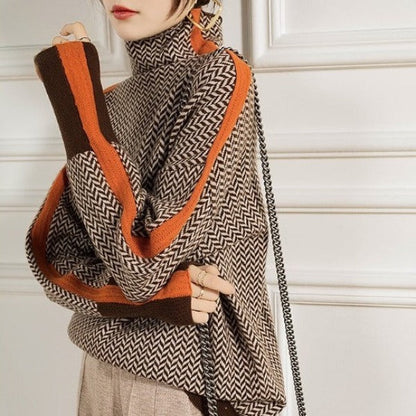 Carol | Contrast Stripe Turtleneck Sweater