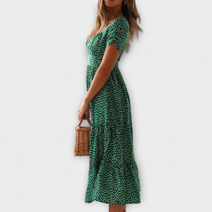 Chic Floral Puff Sleeve Maxi Dress for Events