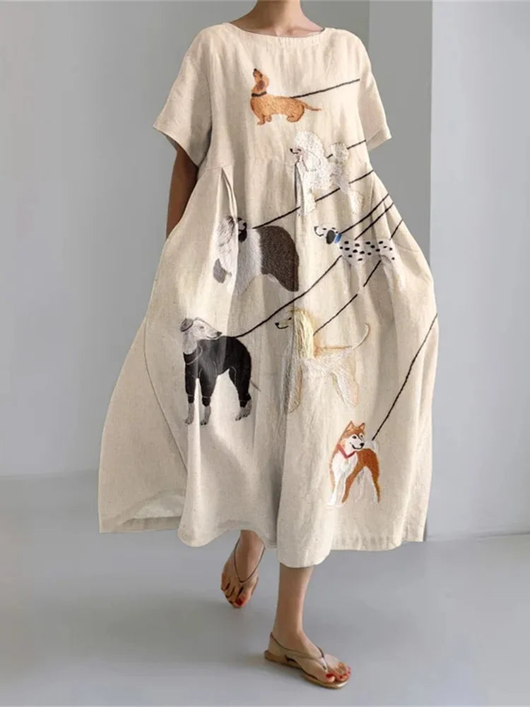 LEERA – VESTIDO LARGO CON ESTAMPADO