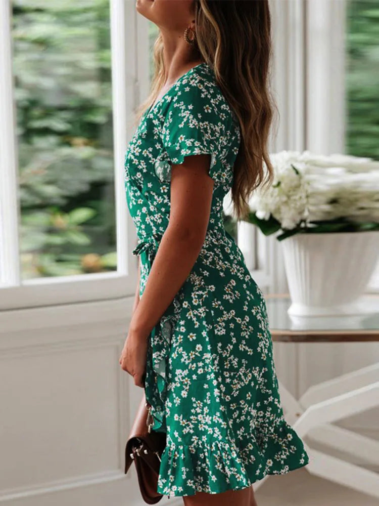 Floral Wrap Mini Dress for Effortless Style
