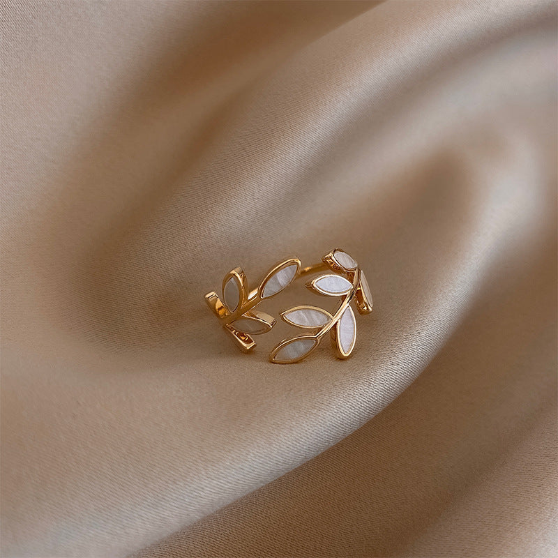 Radiant - Elegant White Opal Leaf Band