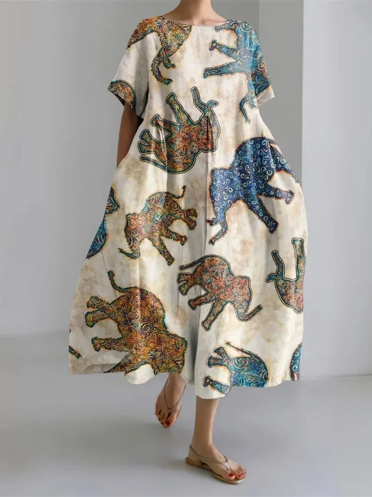 LEERA – VESTIDO LARGO CON ESTAMPADO