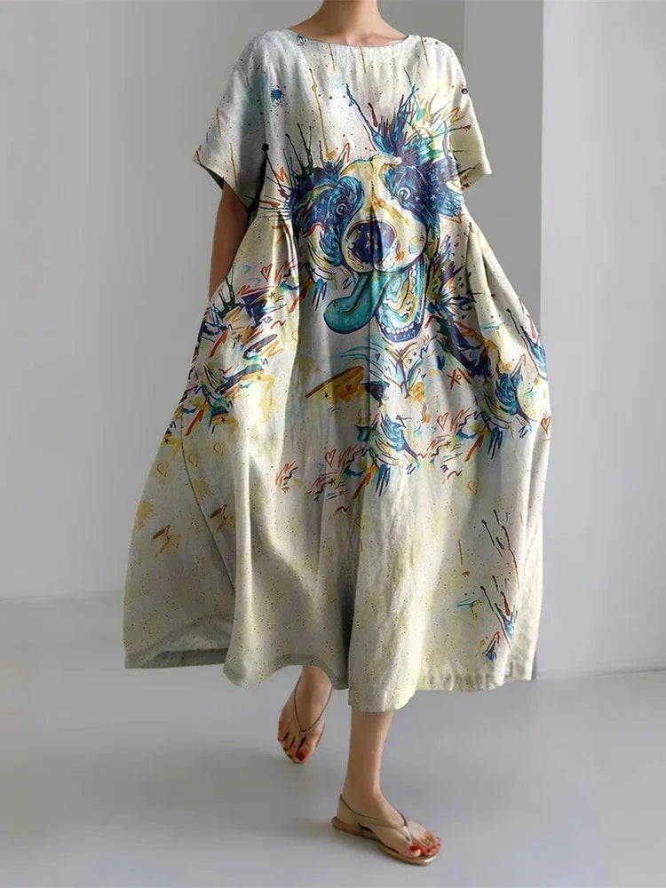 LEERA – VESTIDO LARGO CON ESTAMPADO