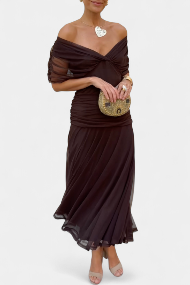 Charlotte | Women’s Off Shoulder Ruched Maxi Dress
