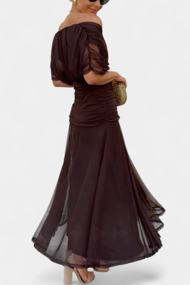 Charlotte | Women’s Off Shoulder Ruched Maxi Dress
