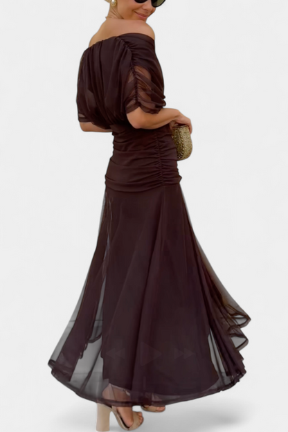 Charlotte | Women’s Off Shoulder Ruched Maxi Dress