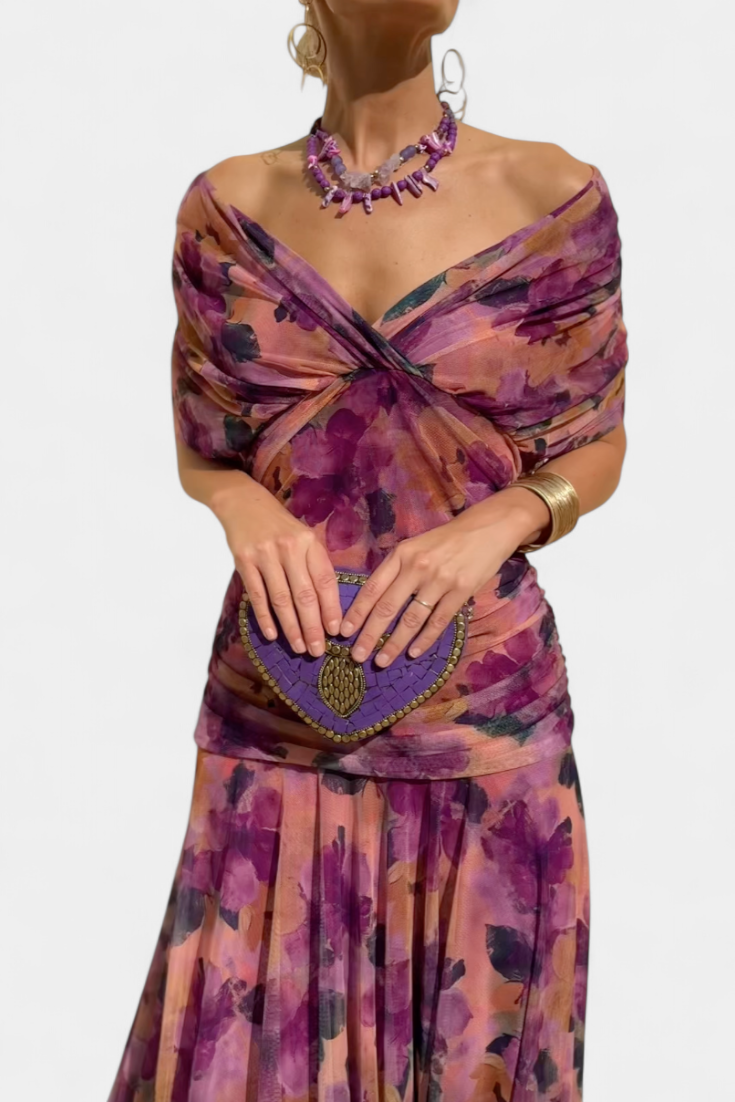 Charlotte | Women’s Off Shoulder Ruched Maxi Dress