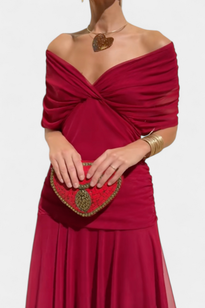 Charlotte | Women’s Off Shoulder Ruched Maxi Dress