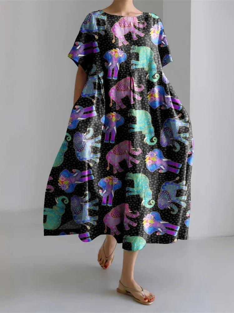 LEERA – VESTIDO LARGO CON ESTAMPADO