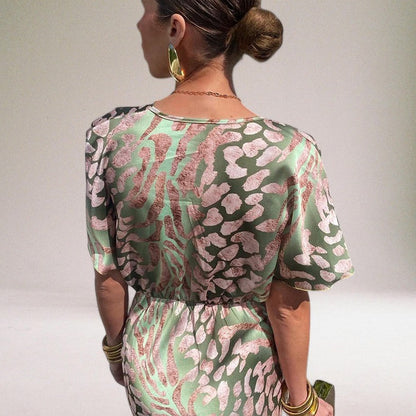 Ava | Women Summer Printed V-neck Twist Maxi Dress