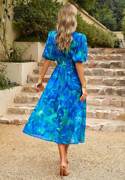 Paige | Women Colorful Floral V Neck Midi Dress