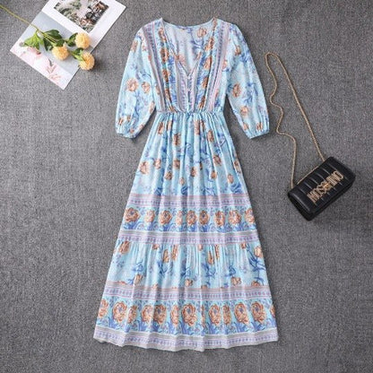 Mica | Floral Boho Midi Dress