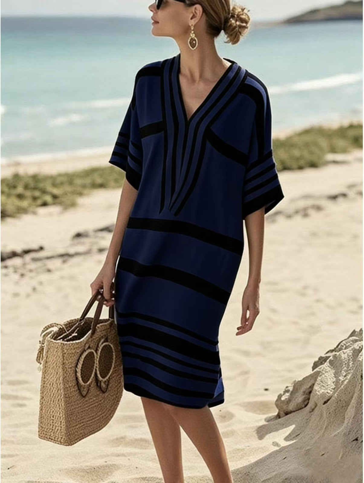 Eva | Striped V-Neck Dress