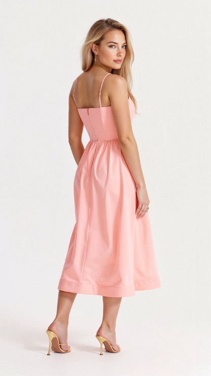 Ascot Style A-Line Midi Dress for Special Occasions