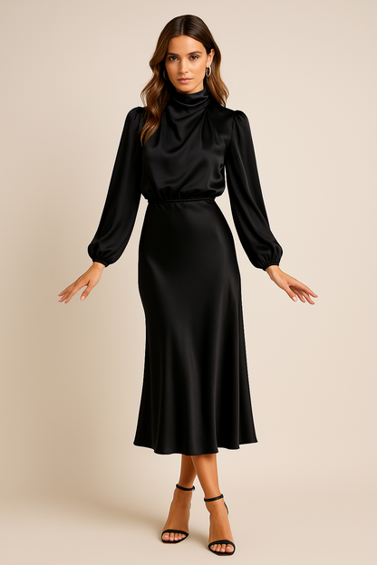 Chic High Neck Midi Dress for Stylish Occasions