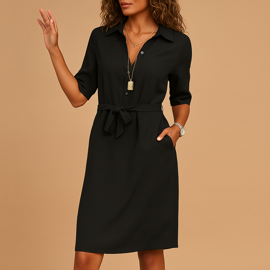 Olivia | Women’s Spring Belted Collared Midi Dress