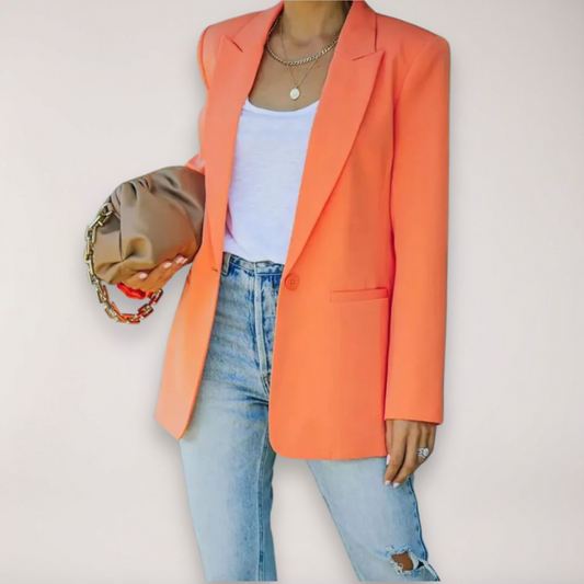 Chic Women's Oversized Blazer - Stylish Notched Lapel Jacket for Office and Evening Wear