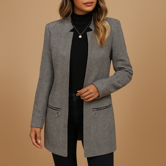Chic Women's Printed Jacket with Structured Shoulders