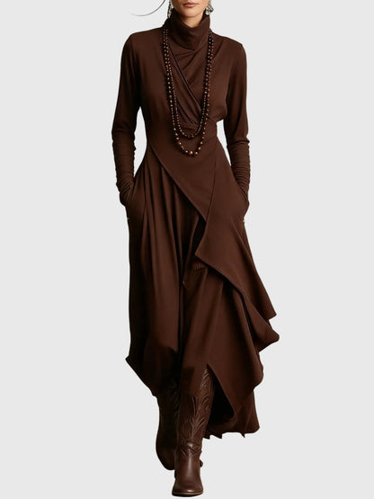 Harper | Draped Turtleneck Maxi Dress