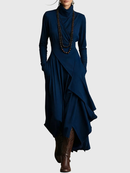 Harper | Draped Turtleneck Maxi Dress