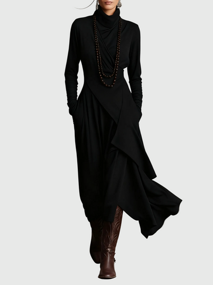 Harper | Draped Turtleneck Maxi Dress