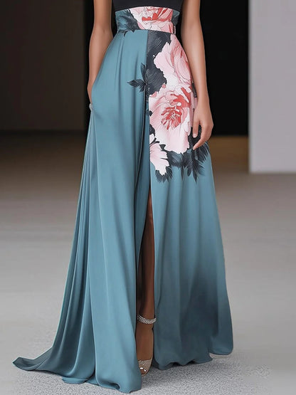 Samantha | Women’s Halter Neck Floral Split Maxi Dress