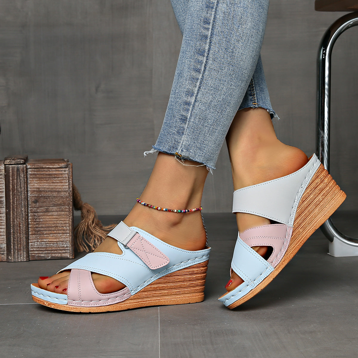 Deslizadores de cuña Marina Colorblock - Sandalias Cómodas