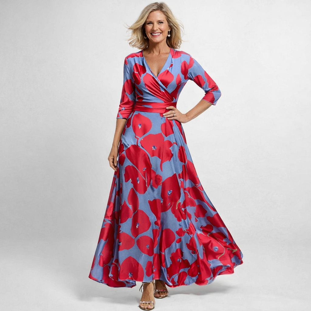 Maxine | Floral Wrap V-Neck Maxi Dress
