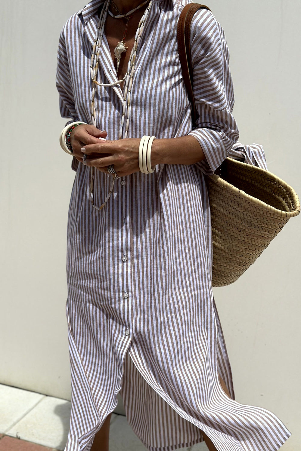 Brielle | Striped Shirt Midi Dress