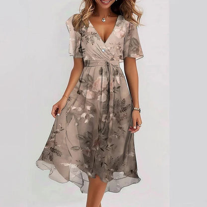 Brooklyn | Women’s Printed V-Neck Midi Dress