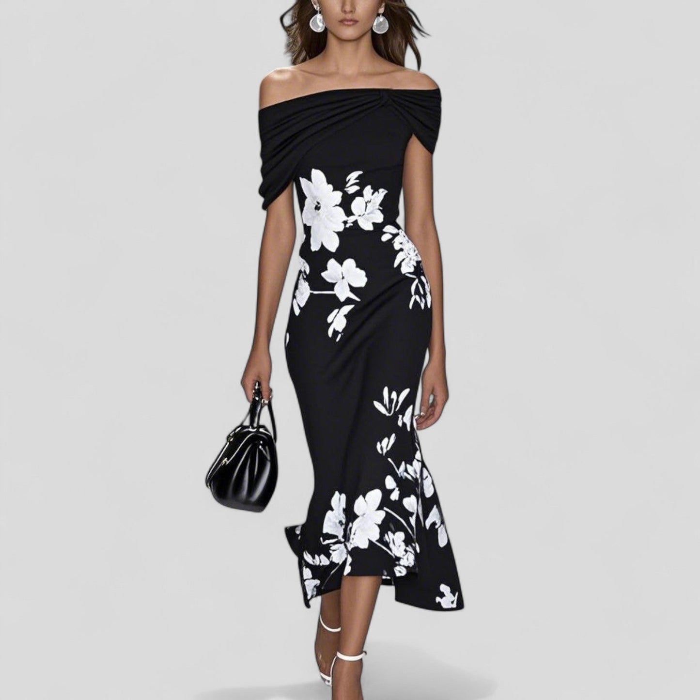 Addison | Women’s Floral Off Shoulder Midi Dress