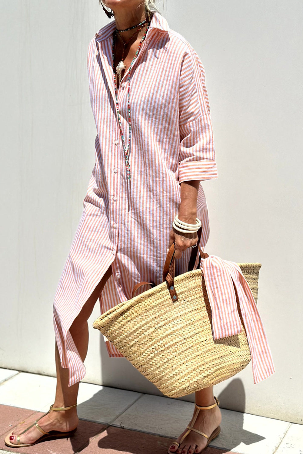 Brielle | Striped Shirt Midi Dress