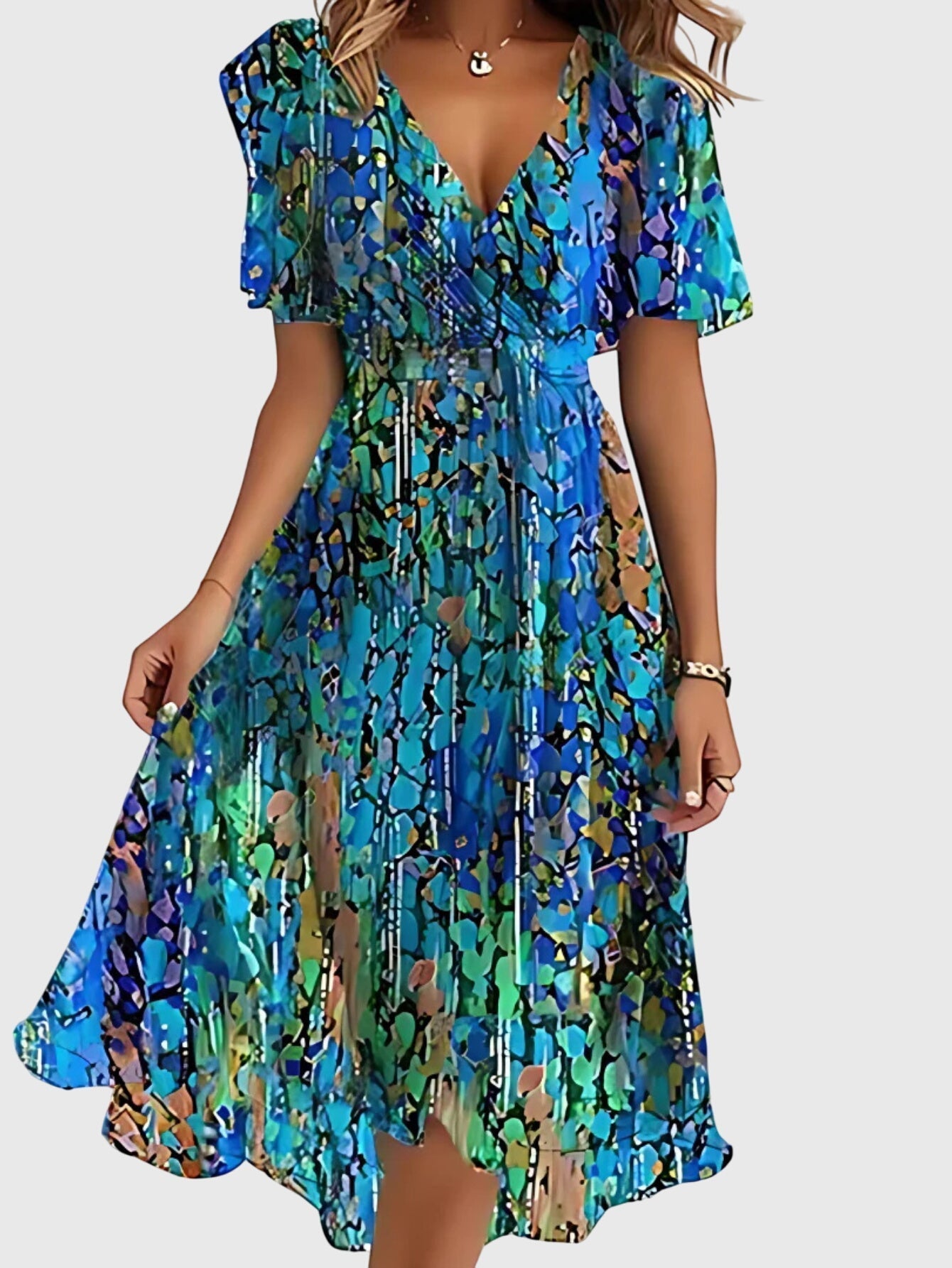 Jamie | Womens Floral Wrap Midi Dress Shorts