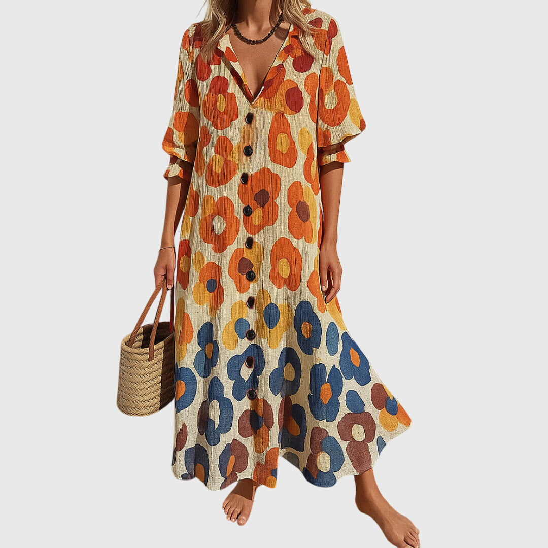 Camila | Elegant Button Maxi Dress