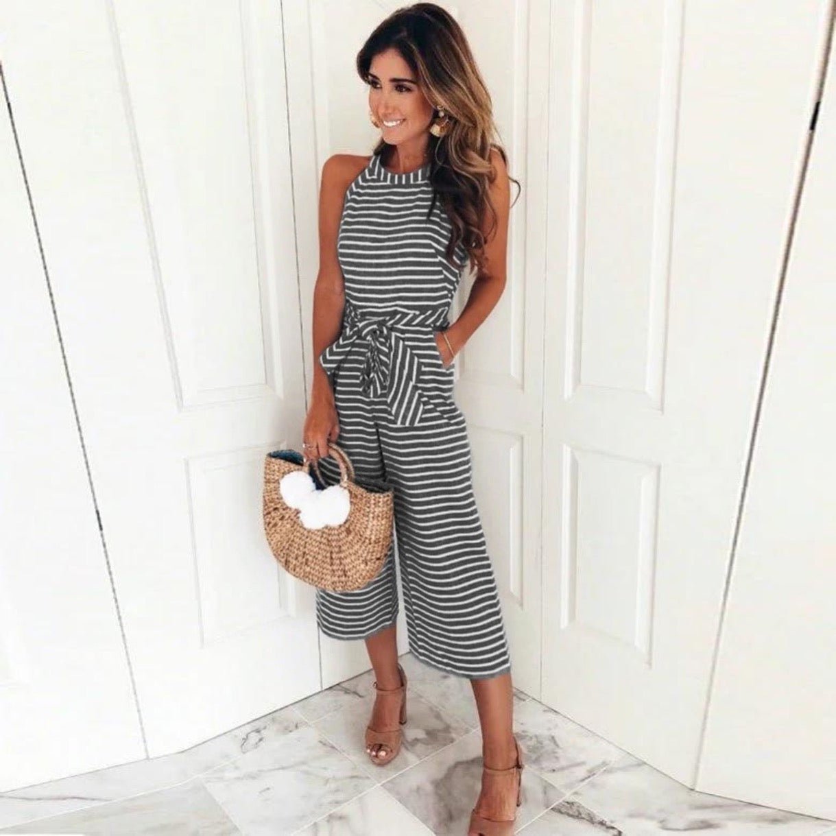 Gemma | Striped Halter Jumpsuit