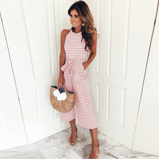 Gemma | Striped Halter Jumpsuit