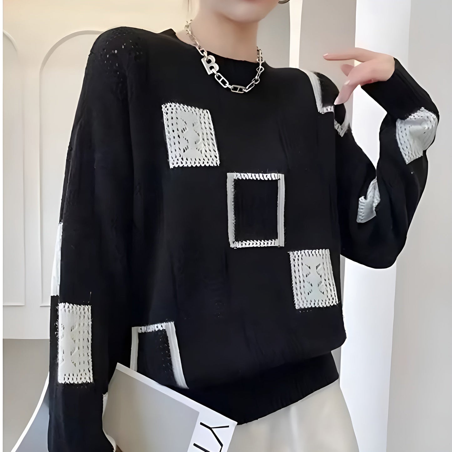 Sarah | Patchwork Knit Sweater