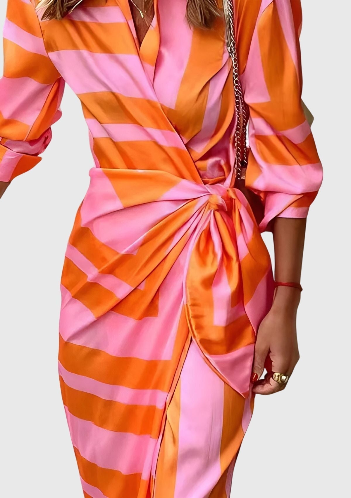 Abigail | Womens Striped Wrap Midi Dress