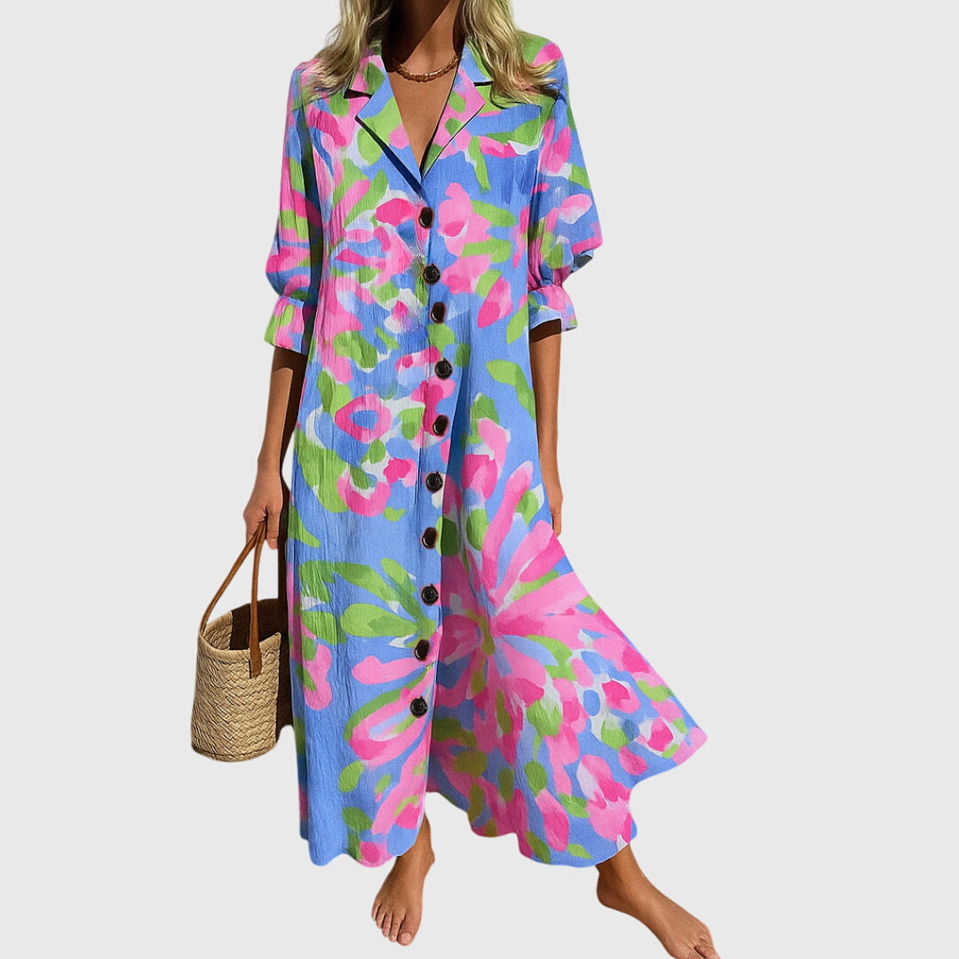 Camila | Elegant Button Maxi Dress